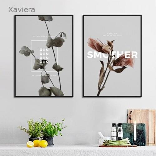 Nordic Minimalist Wall Art Poster Black and White Flower Plant Canvas Painting Picture Home Decoration Living Room Frameless