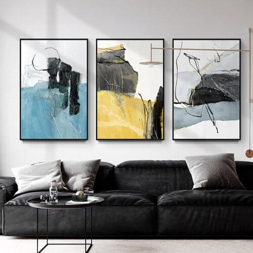 Nordic apartment frameless painting modern minimalist watercolor abstract line color block sofa background frameless decorative