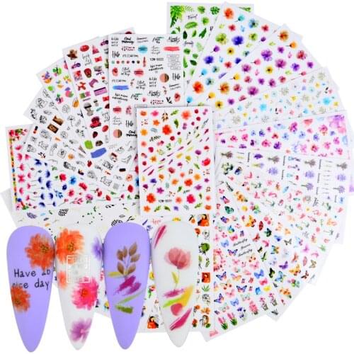 New Design 3D Self-adhesive Nail Decal And Sticker Flower Leaf Tree Green Simple Summer DIY Slider For Nails Art