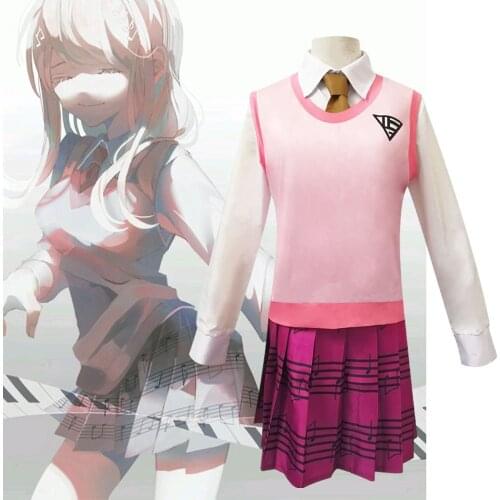 Game New Danganronpa V3 Akamatsu Kaede Cosplay Costume JK School Uniform Halloween Women Clothes Shirt Vest Skirt Tie Stocking