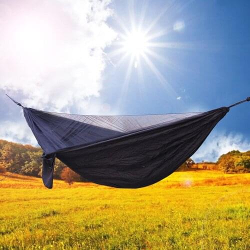 Portable Outdoor Camping Hammock with Mosquito Net High Strength Parachute Fabric Hanging Bed Hunting Sleeping Swing X342A