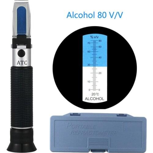 Portable Refractometer Alcohol Content Tester 0-80% V/V ATC Refractometer Liquor Concentration Meter