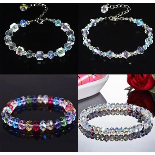 Simple Elegant Transparent Luxury Square Crystals Link Chain Charms Bracelets Women Adjustable Party Jewelry Mothers Day Gift