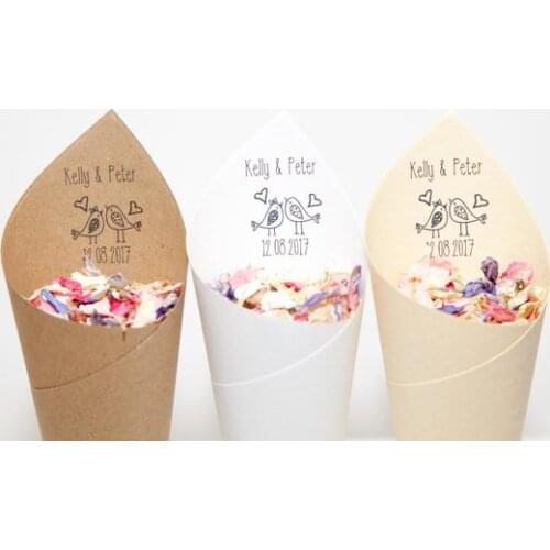 Personalized Rustic Wedding rice cone,wedding Love Birds style confetti cone,wedding favor, free design ,wedding confetti toss