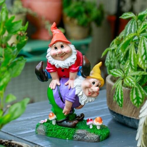 Cute Garden Gnome Resin Statue Naughty Funny Sports Dwarfs Lawn Ornaments For Home Office Desk Indoor Outdoor Christmas Decor