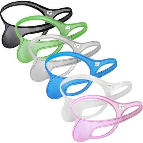 Mens Thong G String Mesh See Through Gay Panties Sissy Pouch Slip Underwear Penis Pouch T-back String Thongs Lingerie Tangas