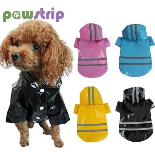 Summer Autumn Outdoor Pet Dog Raincoat Reflective PU Puppy Pet Hooded Rain Coat Fashion Waterproof Dogs Cats Jackets Pet Clothes