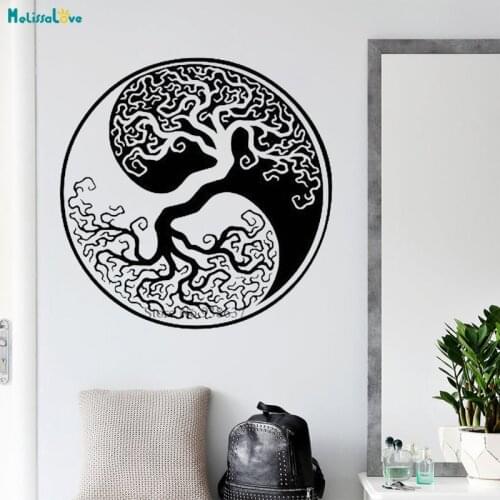 Life Tree Ying Yang Design Stickers for Windows Walls Bedroom Living Room Home Decal Vinyl Wallpaper BA686