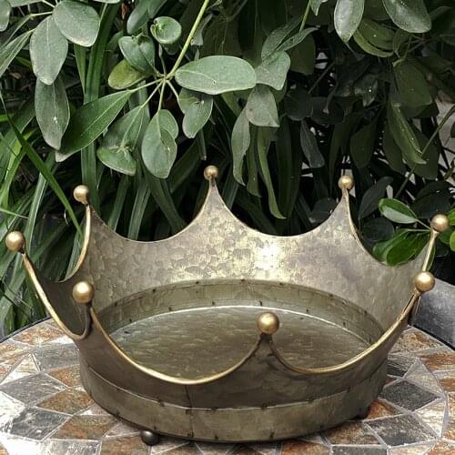 Crown Design Vintage Galvanized Zinc Tray for Decoration