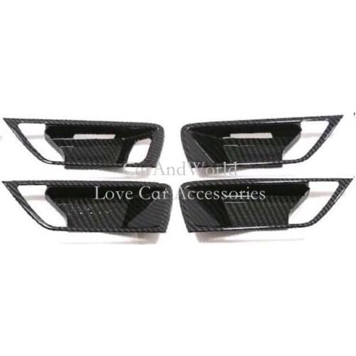 Interior Door Handle Bowl Holder Frame Cover Panel Molding Trims For Ford Focus 4 2019 2020 Carbon Fibre Sticker Car Accessories