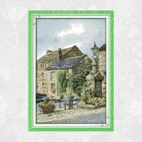 Cross Stitch Printed Canvas 11CT 14CT Leisure Steet DIY Hand Embroidery Thread Sets Needlework Cross Stitch Kits Home Decor