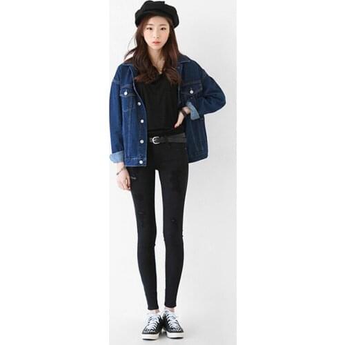 2019 Autumn New Women Basical Jeans Jacket Coat Full Sleeves Single-Breast Slim Denim Jacket Vintage Female Casual Outwear R253