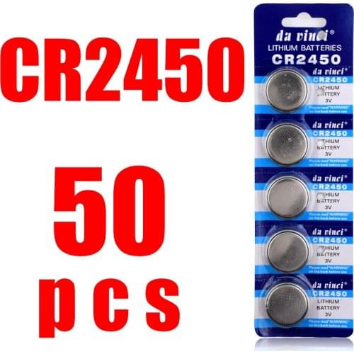 50pcs CR2450 Button Batteries KCR2450 5029LC LM2450 Cell Coin Lithium Battery 3V CR 2450 For Watch Electronic Toy Remote