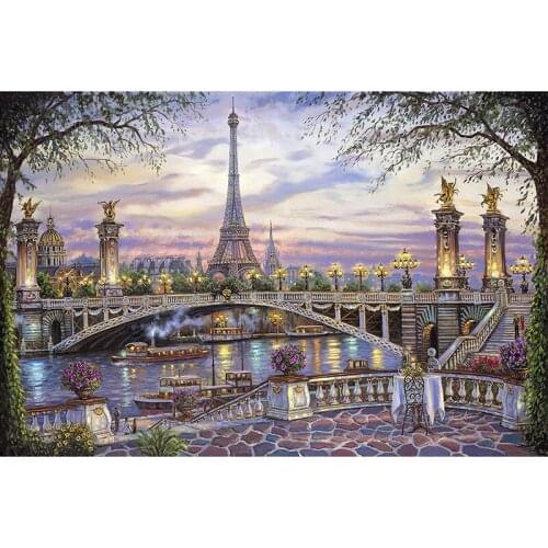5D Diamond Embroidery London City Landscape Diamond Painting Bridge and Boat Cross Stitch The Paintings of Rhinestone Scenery
