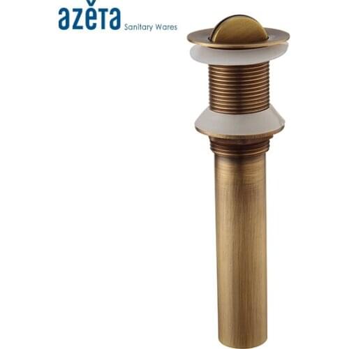 Azeta Antique Brass Flip Pop Up Waste Drainer For Bathroom Basin Drain With Overflow Hole Or Without Overflow Hole MK1177A