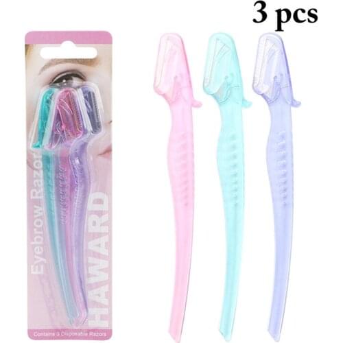 3PCS/1Set Eyebrow Razor Stainless Steel Painless Portable Eyebrow Shaver Facial Razor Facial Hair Remover Makeup Cosmetic Kit