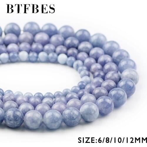 BTFBES Hight Quality Natural Stone Royalblue Sea Beads 6/8/10/12MM Stone Ball Round Loose Beads For Jewelry Bracelet Making DIY