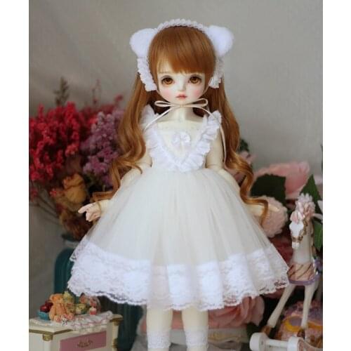 D01-P402 children handmade toy 1/6 1/4 uncle Doll clothes BJD/SD doll white Wedding cute bear 1pcs