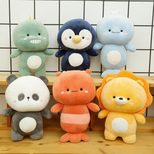Child Kawaii Dinosaur Panda Penguin Whale Lobster Lion Animal Plush Toys PP Cotton Filling Cute Pillow Doll Sofa Cushion Gift