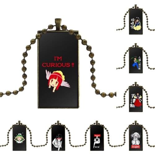 Dnz Anime Senpai Waifu Design Fashion Vintage Glass Women Rectangle Necklace Pendants For Women Gift