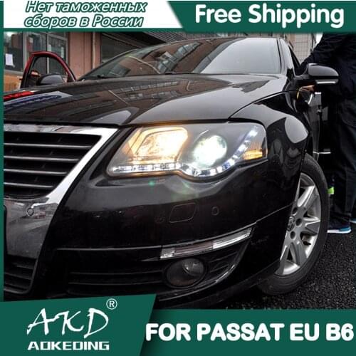 For Car VW Passat EU B6 Headlights 2007-2012 DRL Day Running Light LED Bi Xenon Bulb Fog Light Car Accessory Passat EU Head Lamp