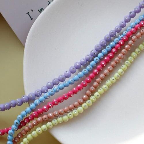 Inlaid diamond color cute round beads collection DIY handmade earrings jewelry accessories hairpin material