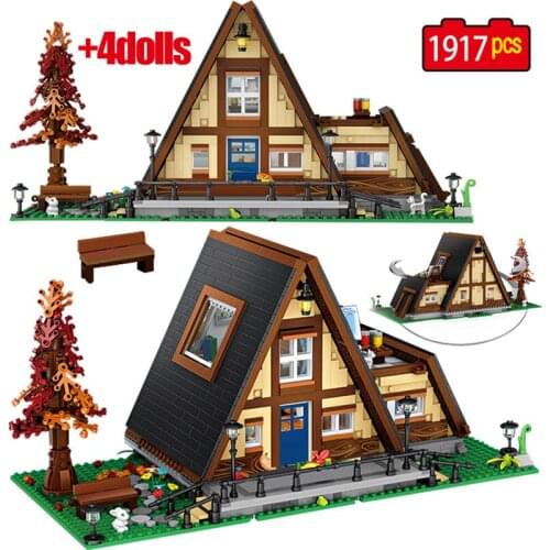 1917 Pcs Mini City Street View Triangle Tree House Building Blocks Friends Forest Flower Bricks Educational Toys For Kids Gifts