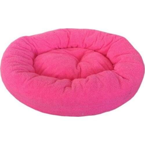 Cat Dog Bed-Round Fleece Fabric Grommet Bed (Pink)