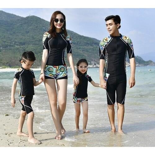 Parent-child Swimwear Sets Beach Short sleeve Swimming Wear Shorts Suit Man Woman Two Piece Kids Boys Baby Girl Surfing swimsuit
