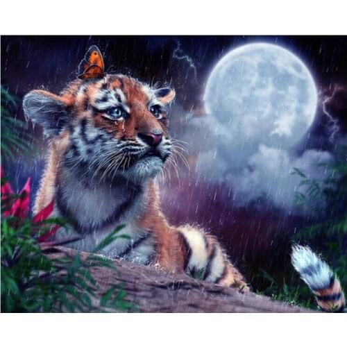 Moon diamond embroidery painting full small tiger mosaic tapestry painting by number diamond dotz wall art decor special gifts