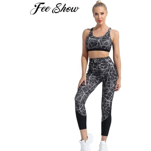 Fashion Yoga Sets 2 Piece Sports Suit Tracksuits Workout Clothes Female Fitness Sports Bra+High Waist Leggings Womens Sportswear