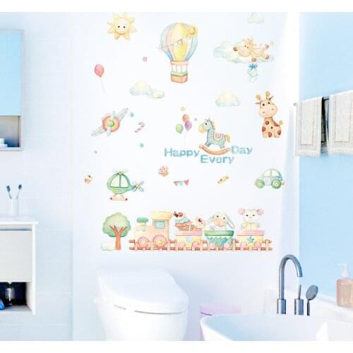 Cartoon Kids Wall Stickers Home Decor Childrens Room Bedroom Decor Aesthetic Nursery Backdrop Wall Decals PVC Wallpaper