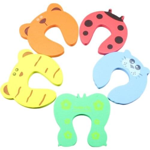 Cartoon Animals Door Stopper Drawers Cupboard Safety Lock Clamp EVA Foam Finger Pinch Guard Children Security Protector