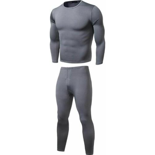 Men Autumn Winter Warm Velvet Inner Wear Thermal Underwear Long Johns Pajama Set Male Solid Warm Winter Long Underwear Set