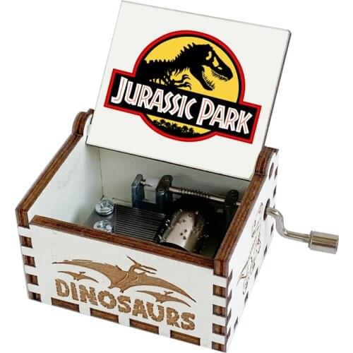 New Wood Carving Hand-cranked Music Box Dinosaur Park Halloween Christmas Family Decoration Children Daughter Son Gifts