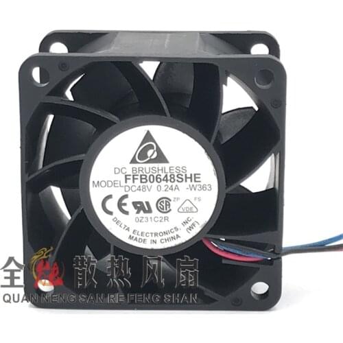 New original FFB0648SHE 48V 0.24 6038 6cm double ball cooling fan