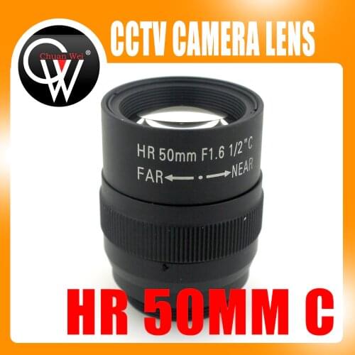 1.5MP 50mm lens Manual Iris Fixed focal length Lens 1/2" F1.6 C Mount HD Lens for Machine Vision cameras