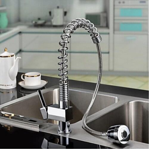 Hardware bathroom full copper chrome kitchen faucet hot and cold kitchen faucet spring pull large price advantages