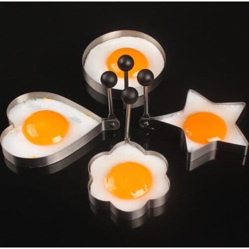 Useful Egg Mold 4 Pcs/lot Stainless Steel Omelette Mould Device Love Surprise Eggs Model Ring Set Heart Shape Styling Tools