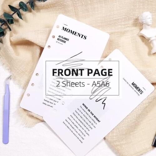 MyPretties ins Style Basic Front Page A5 A6 Plastics Refills for 6 Hole Loose Leaf Notebook Organizer Inside Pages