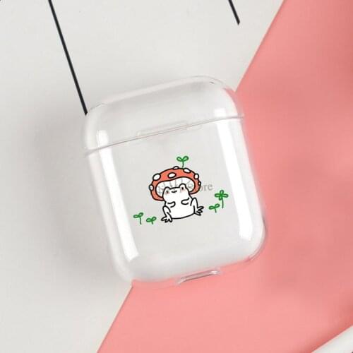 Mushroom frog Clear Cases For Apple Airpods 1 2 Earphone Bluetooth Wireless Cover For Airpods 2 1 Coque