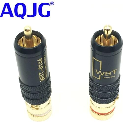 RCA connectors male WBT-0144 signal line plug WBT 0144 RCA plug lotus head copper RCA plug connectors 10pcs/lot