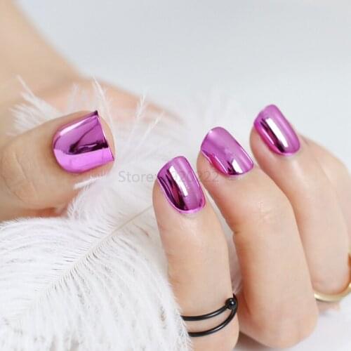 Sexy fashion fake nails nail metal plate short dimension Pure Rose red N04