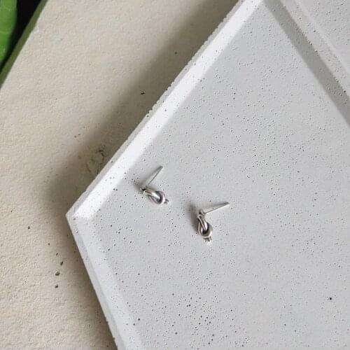 Vintage 100% Authentic 925 Sterling silver Retro Love Knot Stud earrings FINE jEWELRY E176