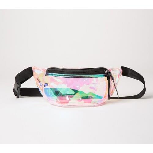 2020 New PU Personality Transparent Laser Sports Waist Pack Boys Girls Cool Phone Money Bags Fashion Zipper Crossbody Travel Bag