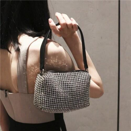 Cross border popular water diamond bag womens Handmade full diamond ladys handbag chain small square Bag Messenger Bag