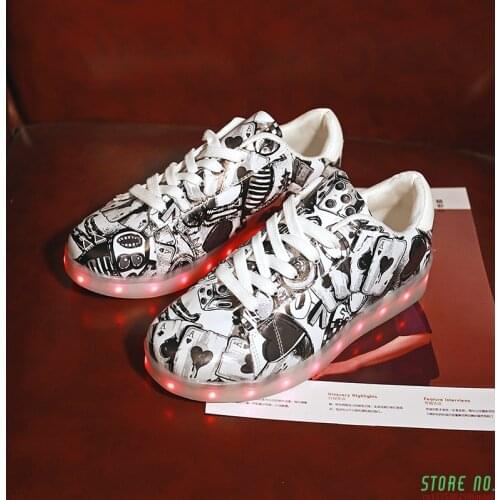 Luminous Led Shoes Usb Charge Lights Up Sneakers Boy Girl Glowing Sneakers Neon 11 Colorfull Fluorescence Kids Led Shoes