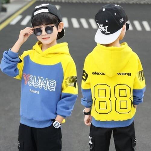 Boys And Girls Sweatshirts Fashion Letters Casual Childrens Hoodie New Spring And Autumn Patchwork Long-sleeved Blouse Pullover