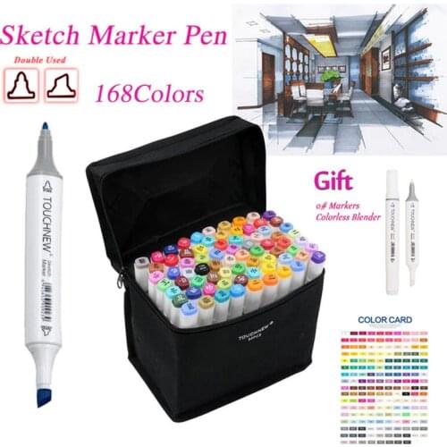 TOUCHNEW 30/40/60/80 Colors Artist Dual Headed Marker Set Animation Manga Design School Drawing Sketch Marker Pen Art Supplies