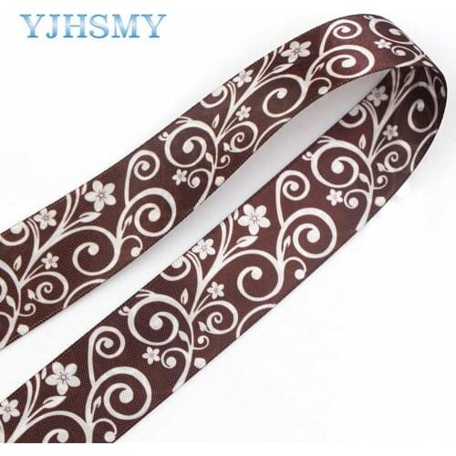 YJHSMY G-18529-310,25 mm 5 Yards Double-sided Flower ribbons Thermal transfer Printed Wedding Accessories DIY handmade material